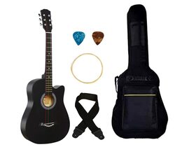 MegArya 38 inch Acoustic Guitar Kit with Bag And Picks, Black