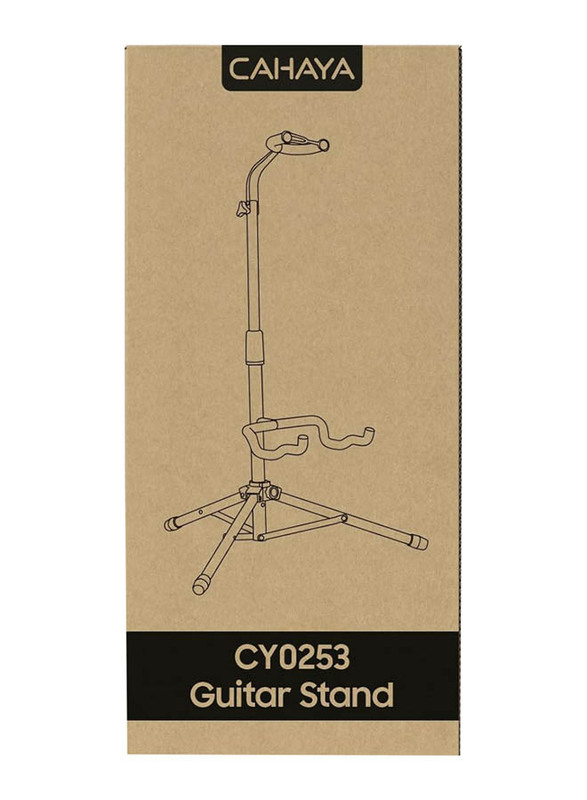 Cahaya CY0253 Folding Tripod Floor Metal Universal Guitar Stand with Neck Holder, Black