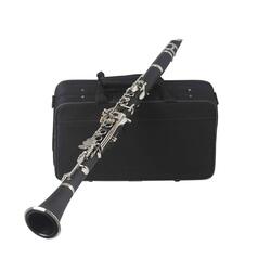 Andoer-1 Bb Flat Clarinet Bakelite Keys Woodwind Instrument with Carry Case, Black/Silver