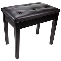 RockJam Padded Wooden Piano Bench Stool with Storage, RJKBB500, Black