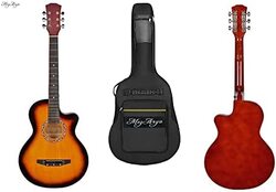 MegArya 38-inch Sunburst Acoustic Beginners Guitar with Bag, Rosewood Fingerboard, Brown