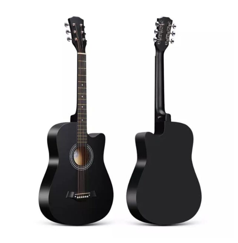 MegArya 38 inch Acoustic Guitar With Bag, Strap, Capo And Picks Complete Set For Students Beginners, Black
