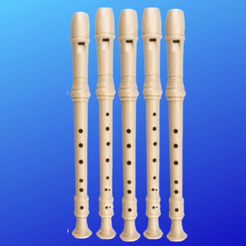 Megarya ABS 8 Hole Key C German Soprano Descant Recorder Flute with Cleaning Rod, 5 Pieces, Beige