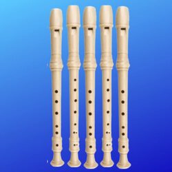 Megarya ABS 8 Hole Key C German Soprano Descant Recorder Flute with Cleaning Rod, 5 Pieces, Beige