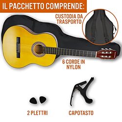 3rd Avenue XF201AN XF Full Size 4/4 Classical Spanish Beginner Pack Acoustic Guitar with Gig Bag and Picks, Fingerboard Smooth, Natural