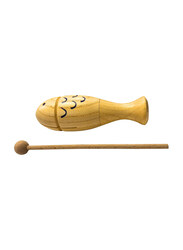 MegArya New Percussion Musical Instruments Fish Guiro with Rhythm Sticks, Brown
