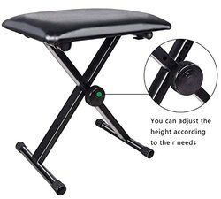 SKEIDO Adjustable Seat Folding Stool Chair for Piano Keyboard, Black