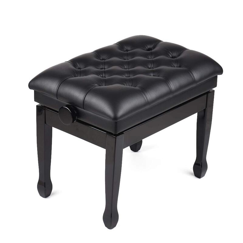 Andoer-1 Adjustable Height Wooden Piano Bench Stool, Black