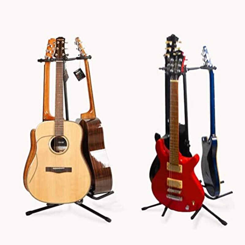 Triple Guitar Electric Acoustic and Traditional Cradle Rest Stand Base Holder, Black