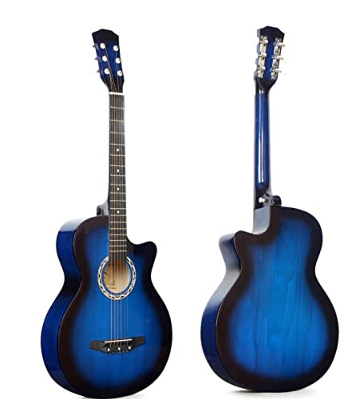 MegArya 38inch Acoustic Guitar with Strap, Pick, Capo, Blue