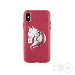 Santa Barbara Polo & Racquet Club Apple iPhone XS Horse Print Mobile Phone Case Cover, Red/Silver