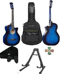 MegArya Acoustic Guitar with Bag/Picks/Strap and Guitar Stand, Blue
