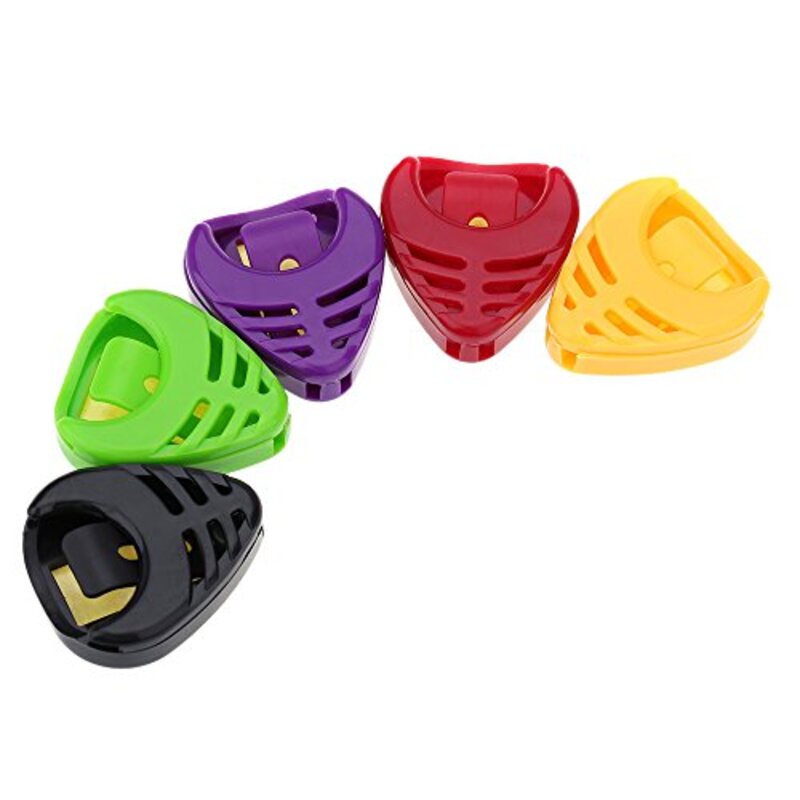 Andoer Plastic Triangle Heart-Shaped Guitar Pick Plectrum Holder, 5 Pieces, A010B, Multicolour