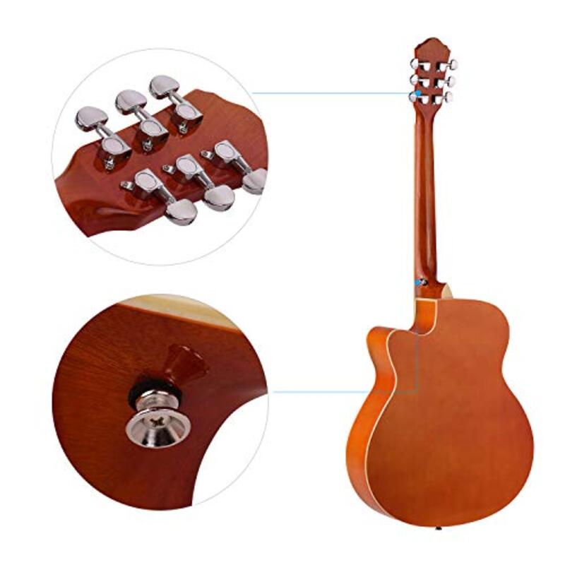 Tidyard Cutaway Acoustic Folk Guitar, 40-inch, Brown