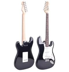 MegArya 6-String Solid Body Alder Body Stainless Steel Frets Plastic Pearl Pick guard Electric Guitar, Black