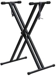 MegArya Double X Keyboard Stand with Piano X Bench Stool, Black