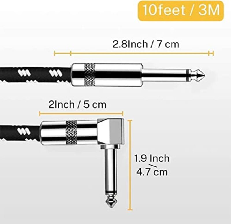 MegArya 3M Bass Amp Cord Cable for Electric Guitar Bass Amplifier Audio, Black/White