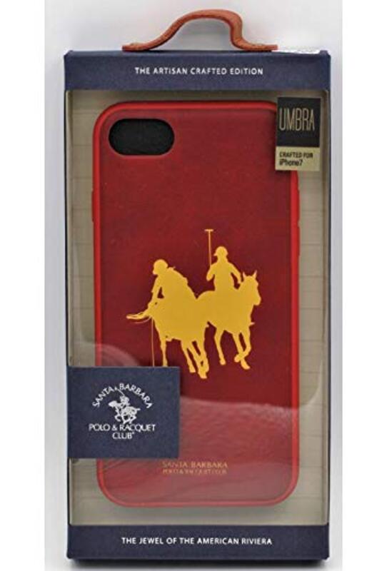 Santa Barbara Polo & Racquet Club Apple iPhone 8 Polo Mobile Phone Case Cover, Red/Gold