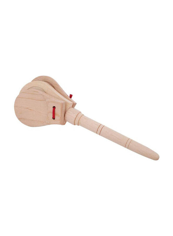 

Generic Wooden Castanets Clapper with Long Handle, Beige