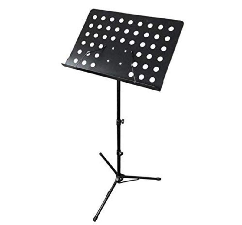 Lightweight Metal Adjustable Folding Sheet Conductor Music Stand for Guitar and Piano, Black