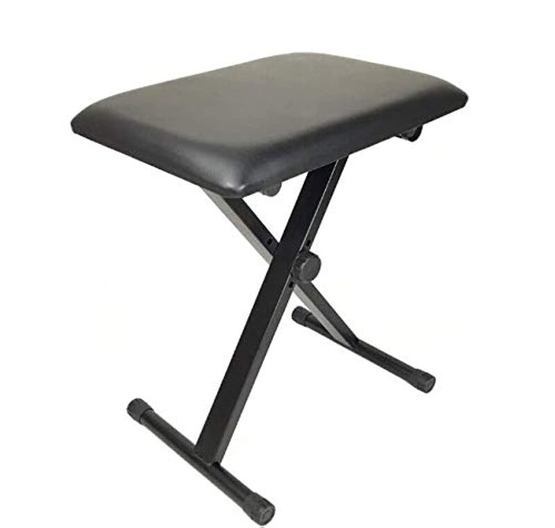 SKEIDO Adjustable Seat Folding Stool Chair with Leather Pad, Black