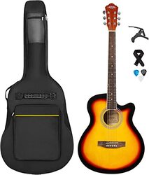 Caravan Music Professional Acoustic Guitar Full Size Combo With Bag, Sunburst