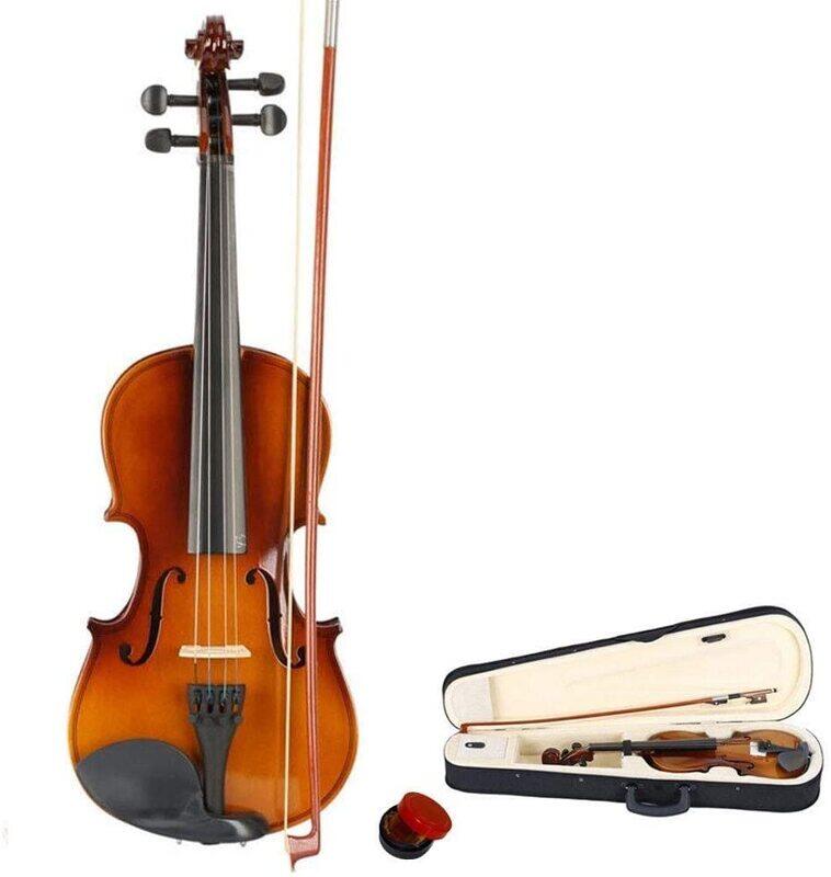 MegArya 3/4 Full-Size Violin Set for Beginner, Brown