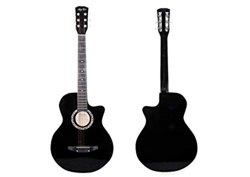 MegArya G38 Acoustic Beginner Guitar with 5mm Foam Bag, Strap & Picks Deal, Black