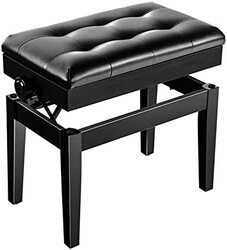 Amadon Padded Wooden Piano Bench with Music Storage for Single Person, Black