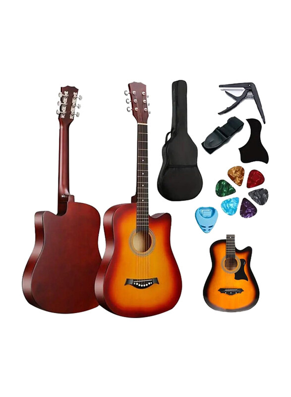 

MegArya 38-inch Glossy Acoustic Guitar, Beginner Combo with Bag, Capo, Picks, Pick Guard, Pick Holder and Strap, Sunburst