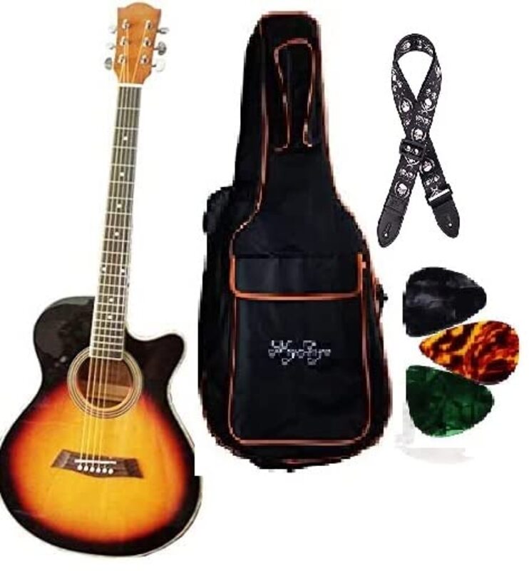 MegArya G40 Guitar with 5mm Foam Bag/Strap and Picks, Multicolour