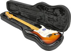 Electric Bass Guitar Hard Case Wooden Hard Shell Carrying Case Lockable with Key Square, Black
