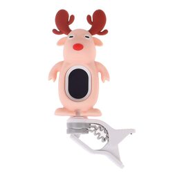 Moont LCD Display Cute Cartoon Reindeer Clip-On Tuner for Guitar/Ukelele/Violin Tuning, Beige