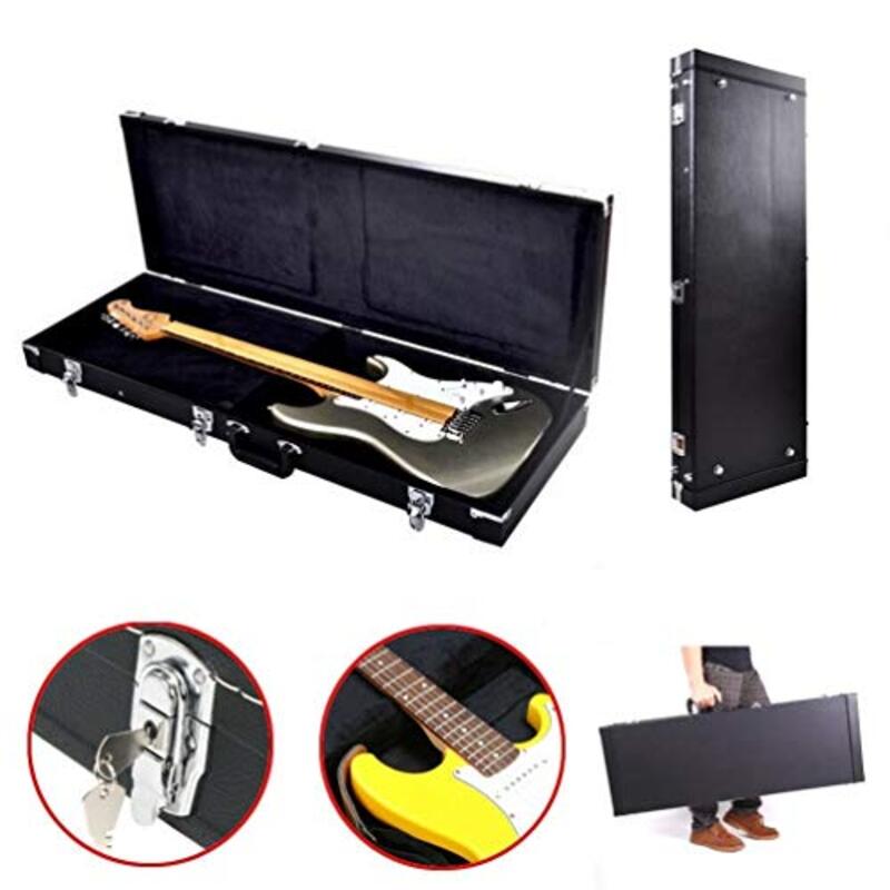Exceart Electric Portable Square Guitar Case, Black