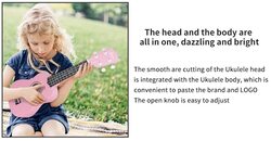 Aiersi Basswood Soprano Beginner Ukulele with Bag/Capo/Strap/Picks/Tuner and Cleaning Cloth, Pink