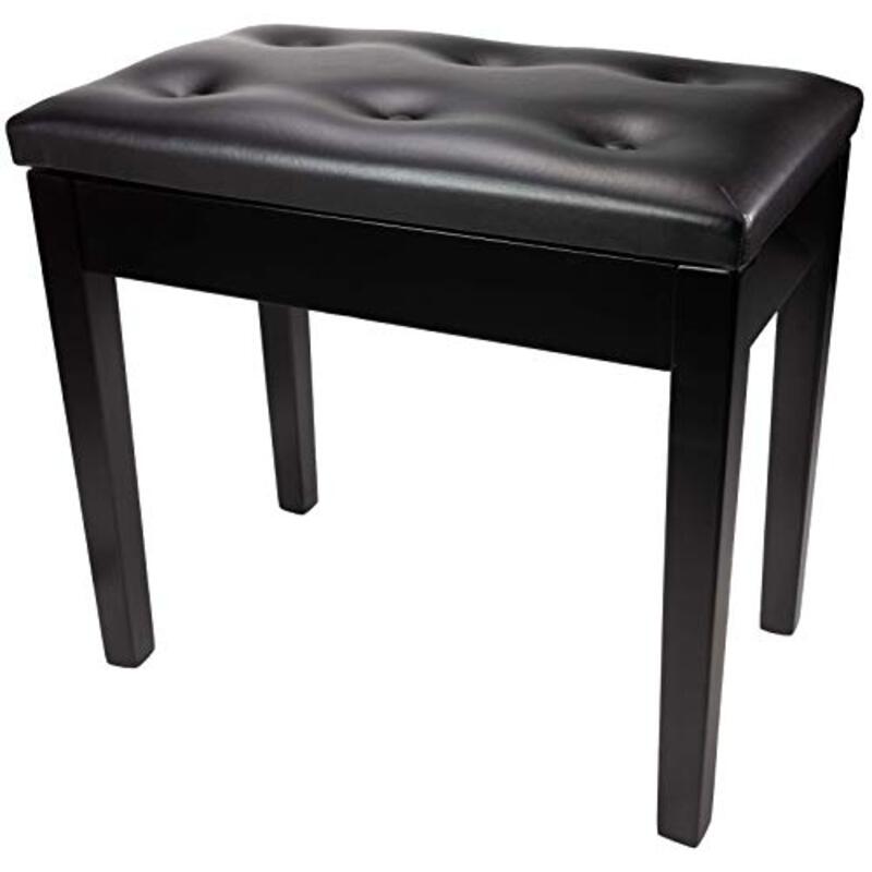 RockJam Padded Wooden Piano Bench Stool with Storage, RJKBB500, Black