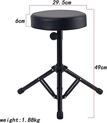 Electronic Metal Folding Piano Chair Drum Seat with Adjustable Stand, Black