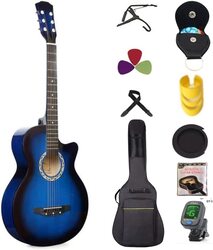 MegArya Acoustic Guitar with Bag/Picks Strap and Capo, Blue