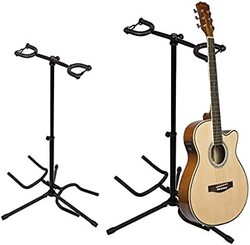 MegArya Double 2 Guitar Secure Stand, Black