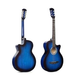 MegArya FS80C Natural Concert Cutaway Guitar with Bag Capo Belt Pick Hanger Strings, Rosewood Fingerboard, Blue
