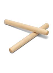 Tiger Music CLA7-NT Natural Wooden Claves, 2 Pieces, 20cm, Beige
