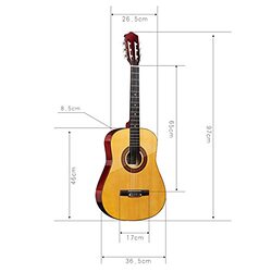 Flytise 38-inch Classic Acoustic Guitar with 6 Strings for Students Beginners, Beige/Brown