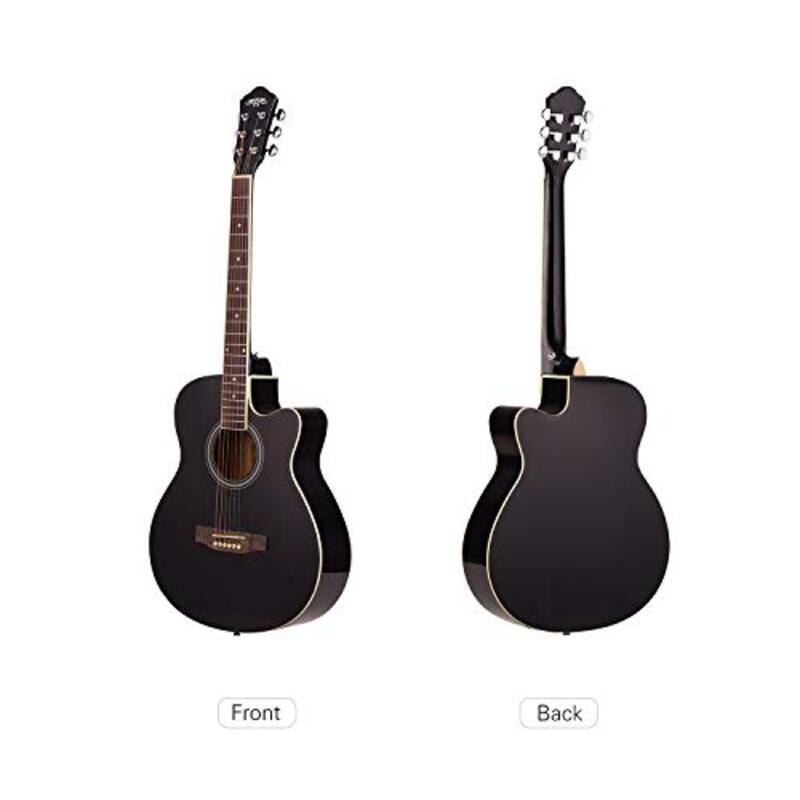 Baggra 6 Strings Cutaway Acoustic Folk Guitar, Black