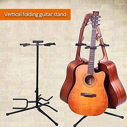 Triple Guitar Electric Acoustic and Traditional Cradle Rest Stand Base Holder, Black