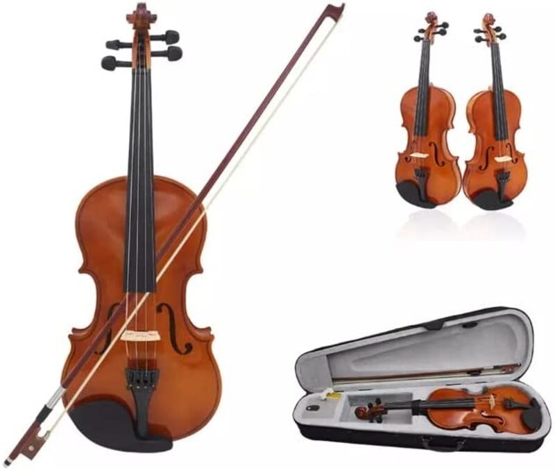 MegArya 1/4 Size Student Acoustic Violin With Case/Bow/Rosin And Violin Stand, Natural