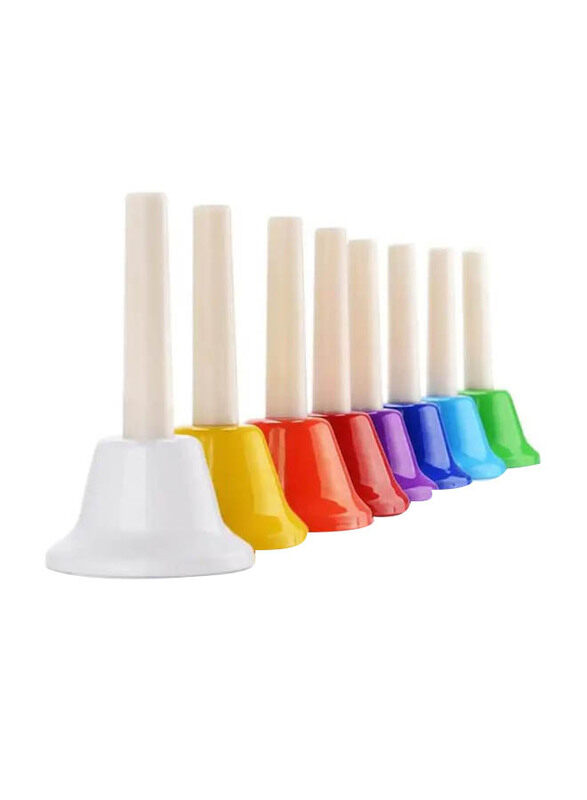 

MegArya Percussions 8-Note Colourful Metal Handbell Set, 8 Pieces, Multicolour