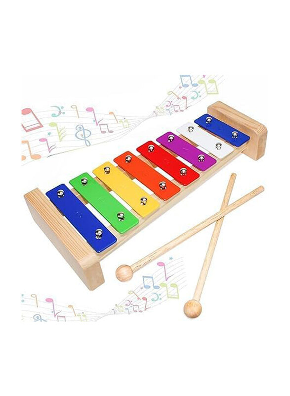 

MegArya 8 Tones Wooden Colourful Xylophone with 2 Hammers, Multicolour