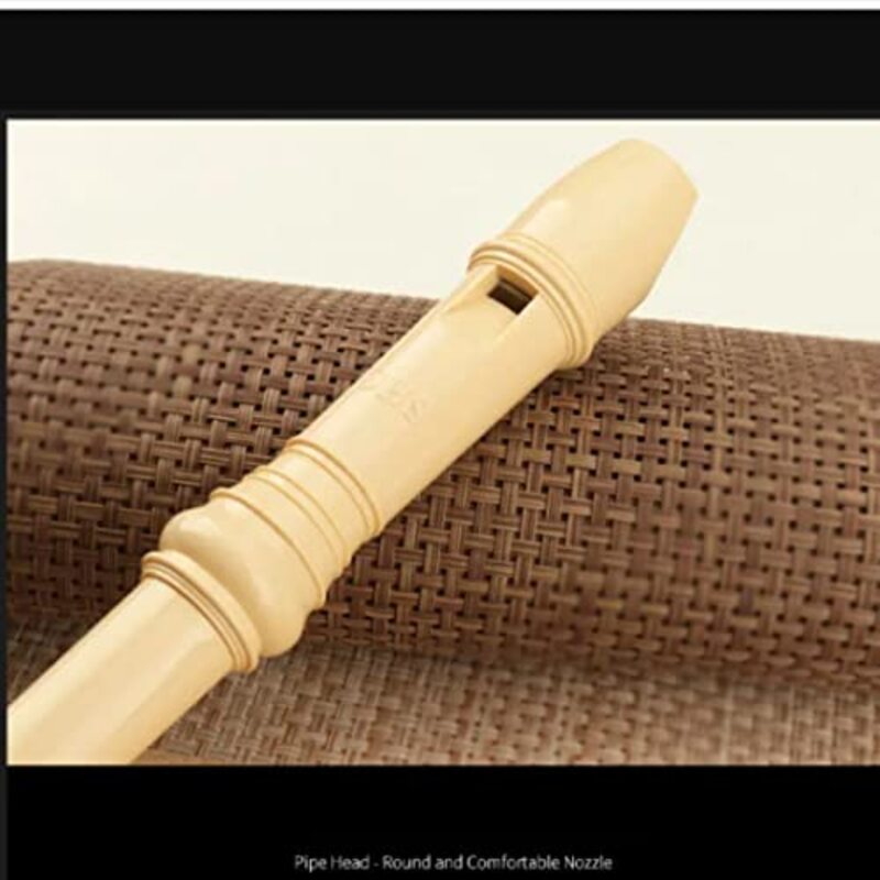 Megarya ABS 8 Hole Key C German Soprano Descant Recorder Flute with Cleaning Rod, 2 Pieces, Beige