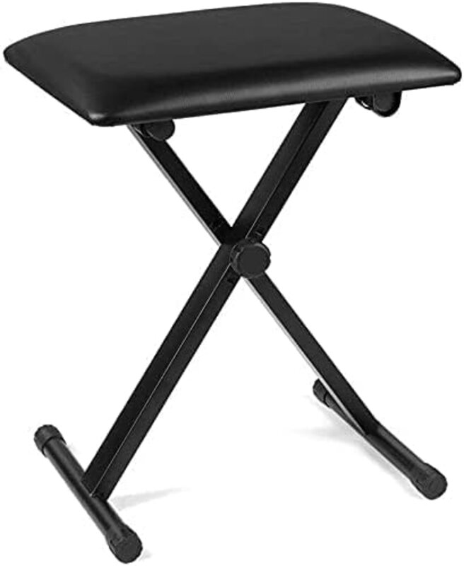 Megarya Height Adjustable Non-Slip Piano Keyboard 3 Tier Foldable Chair, Black