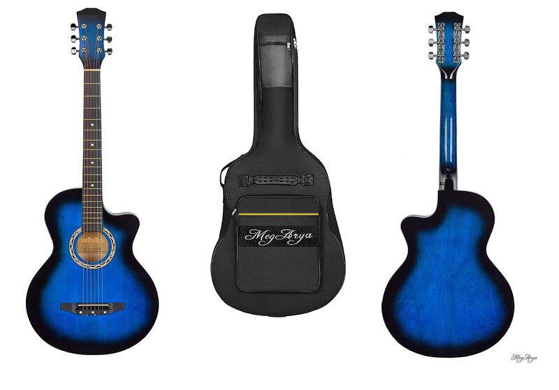 MegArya 38-inch Acoustic Guitar with Bag, Rosewood Fingerwood, Blue